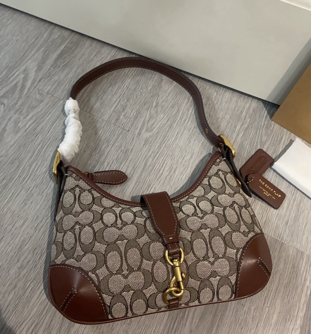 NWT COACH Hamptons Hobo Bag Signature Jacquard Oak Maple Handbag CBF16