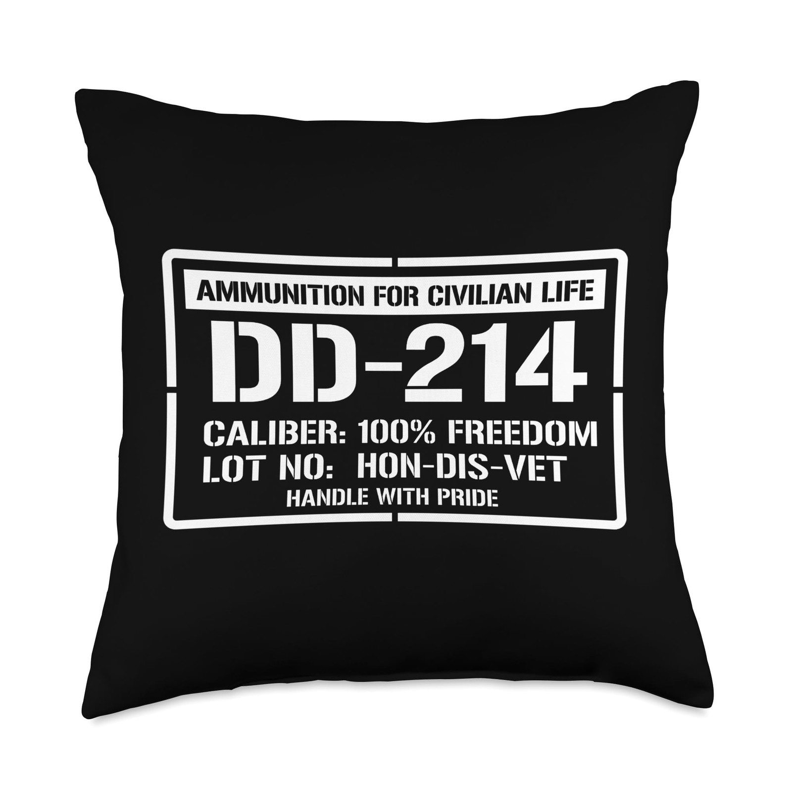 Veteran DD-214 Stencil Graphic Throw Pillow