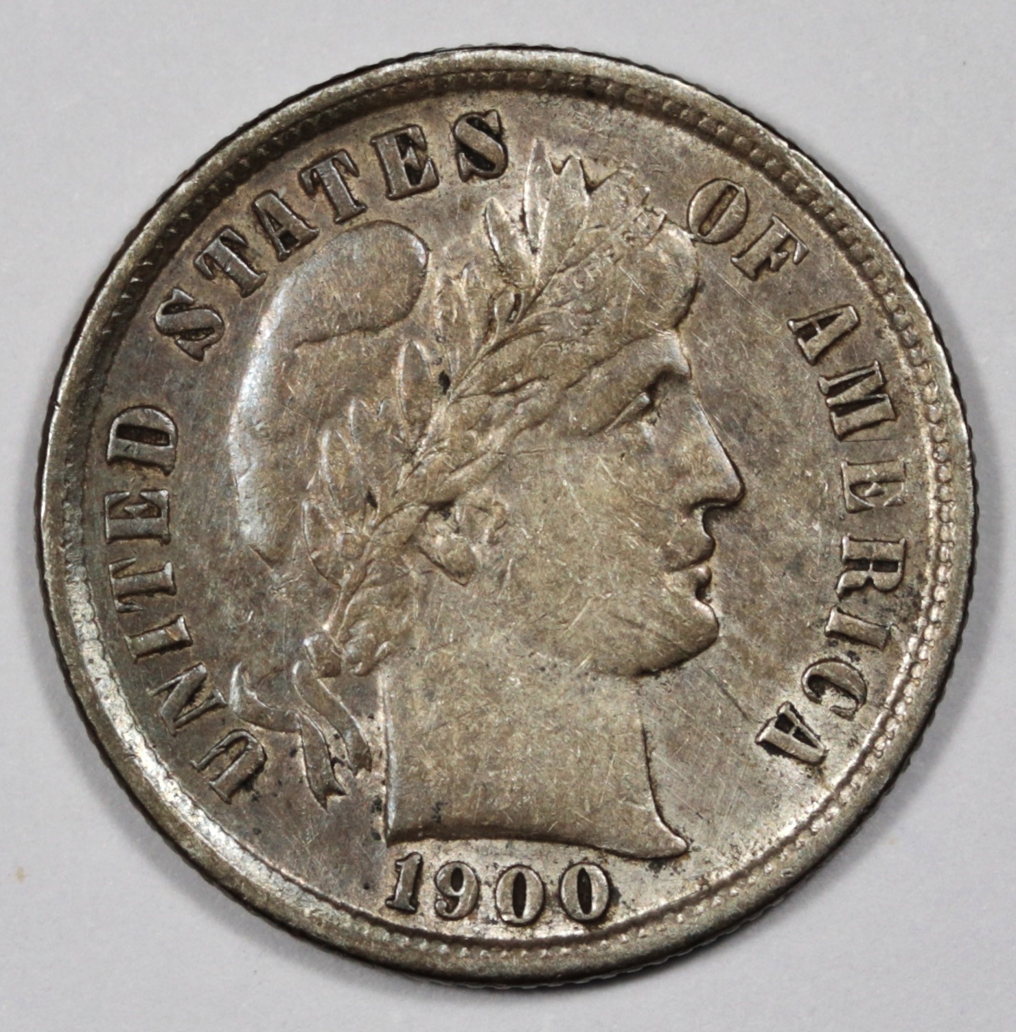 1900-s Barber Dime.  Natural Uncleaned.  AU.  208005