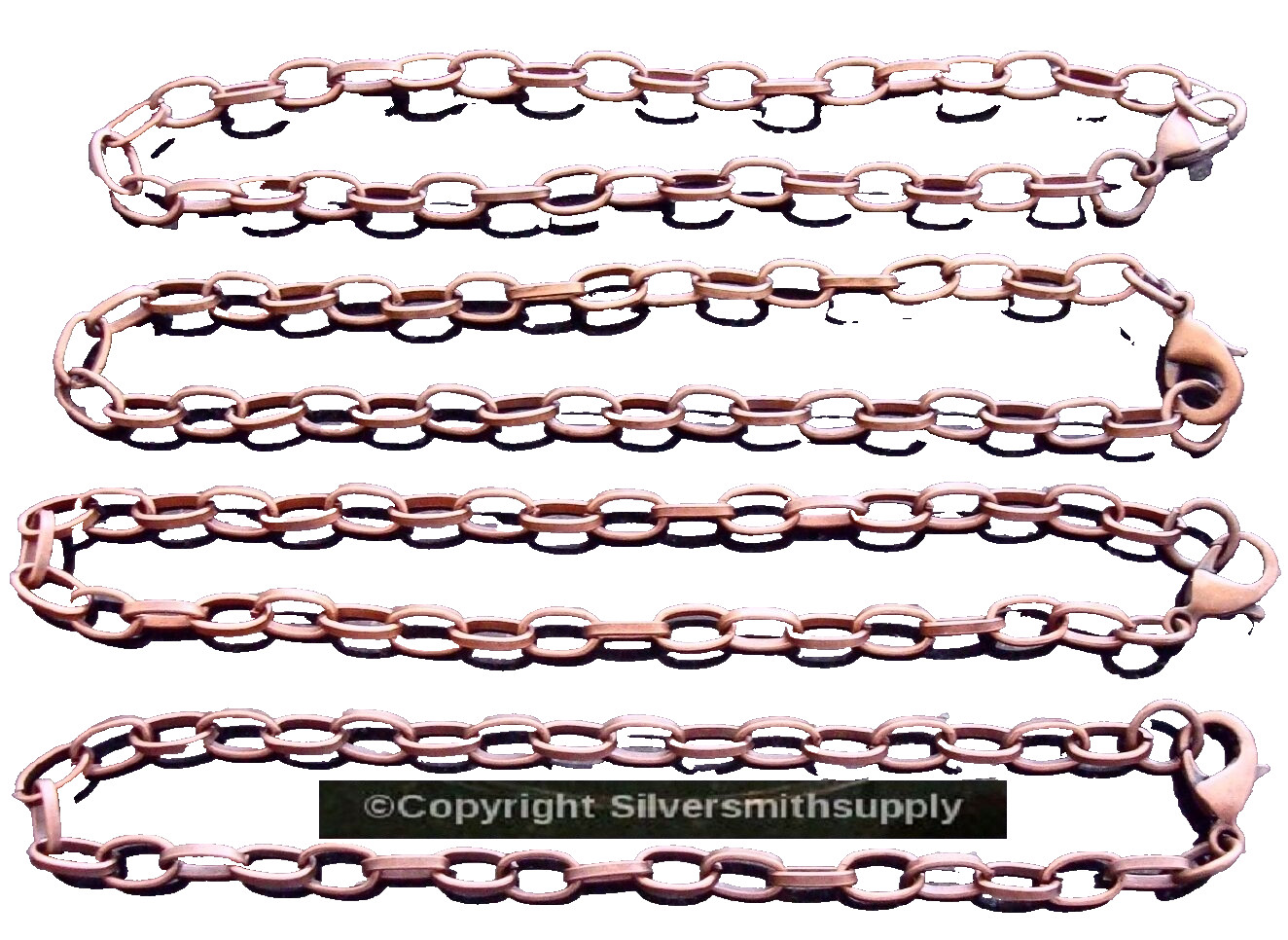Bracelet chains 4 pcs copper plated  8" cable link 7X5mm links add charms pch089