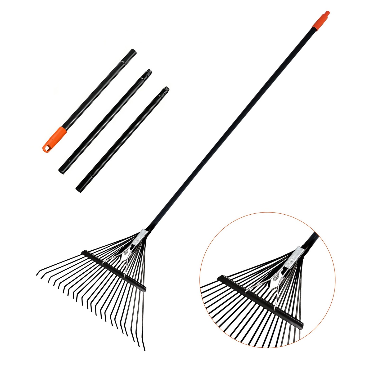Rake for Leaves 22.8 Inch Wide Gardening Lawn 22 Metal Tines 3367 Handle