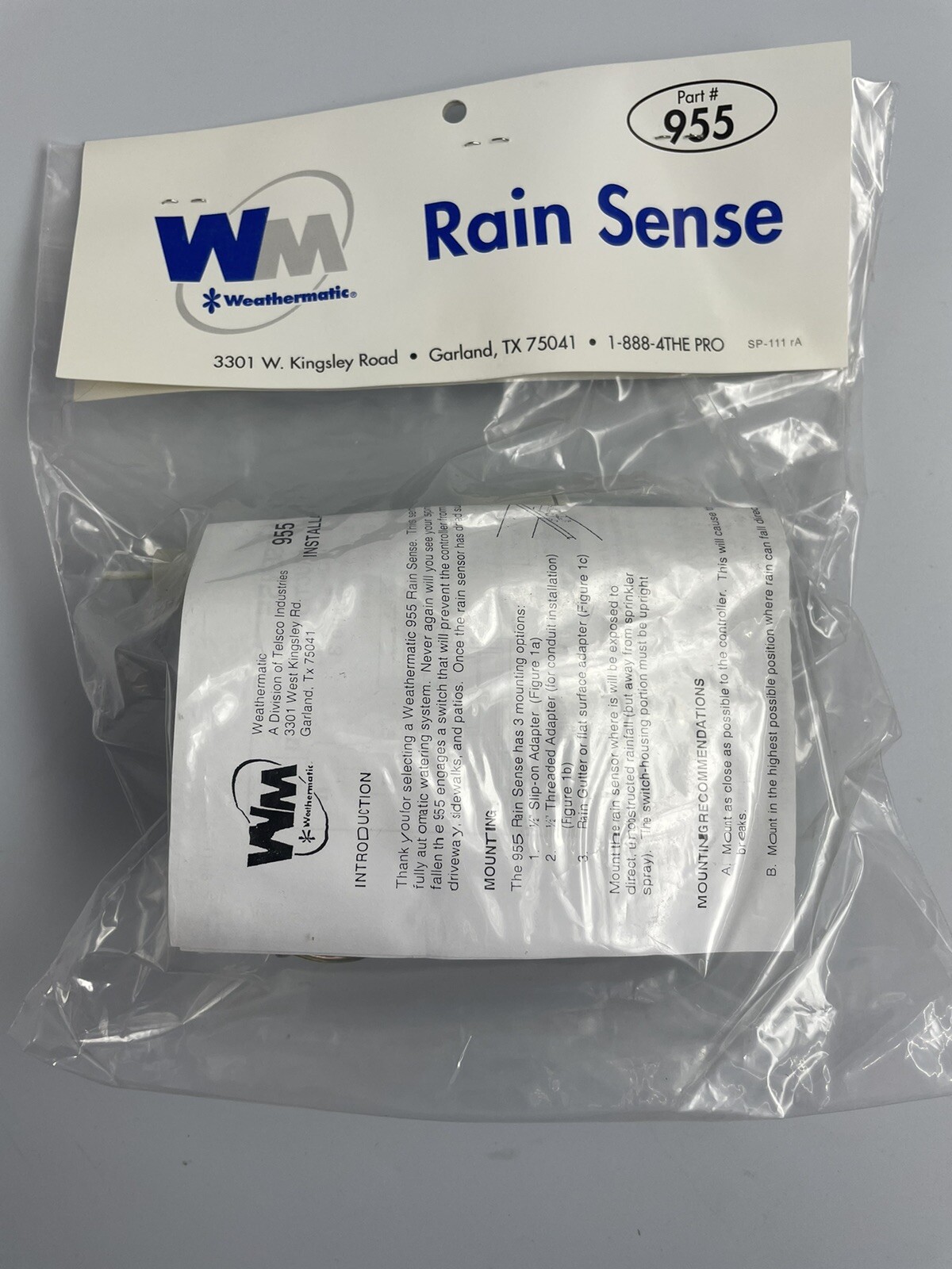 Weathermatic 955 Rain Sense Rain Sensor