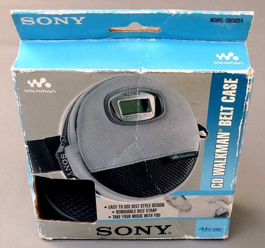 CDCASE4 Sony Belt Case for Atrac CD Walkman Carry Case Grey Round Unused!