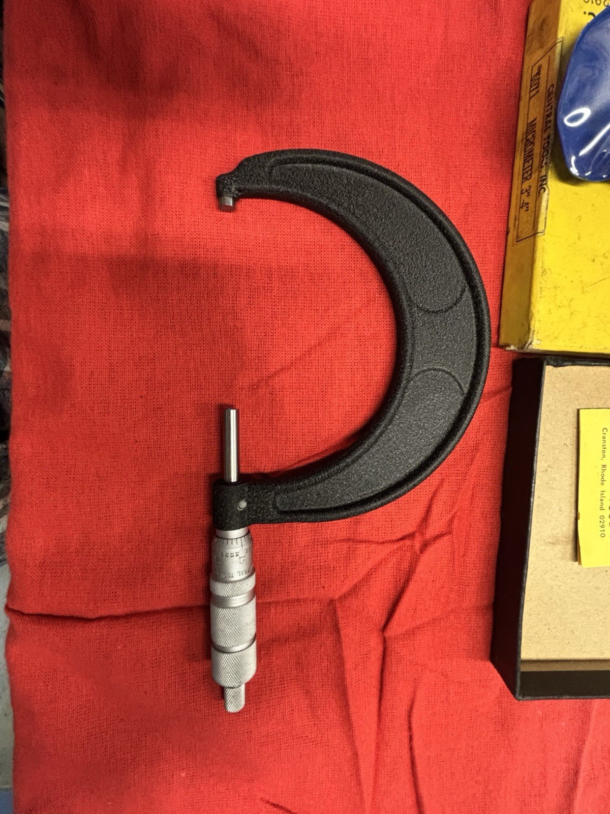 CENTRAL TOOLS MICROMETER #6071 3"-4" WITH BOX VINTAGE