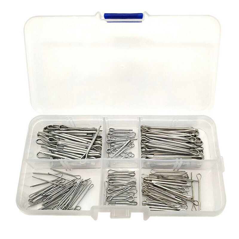 175Pcs Alloy Cotter Pin Clip Key Fastner Fitting Assortment Kit 5 Size