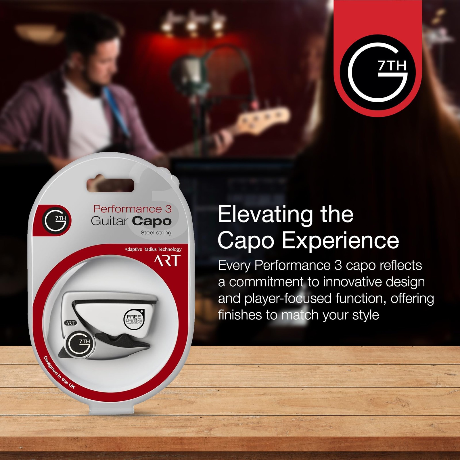 Performance 3 Guitar Capo - Steel String Silver - 52mm - Adaptive Radius Tech...