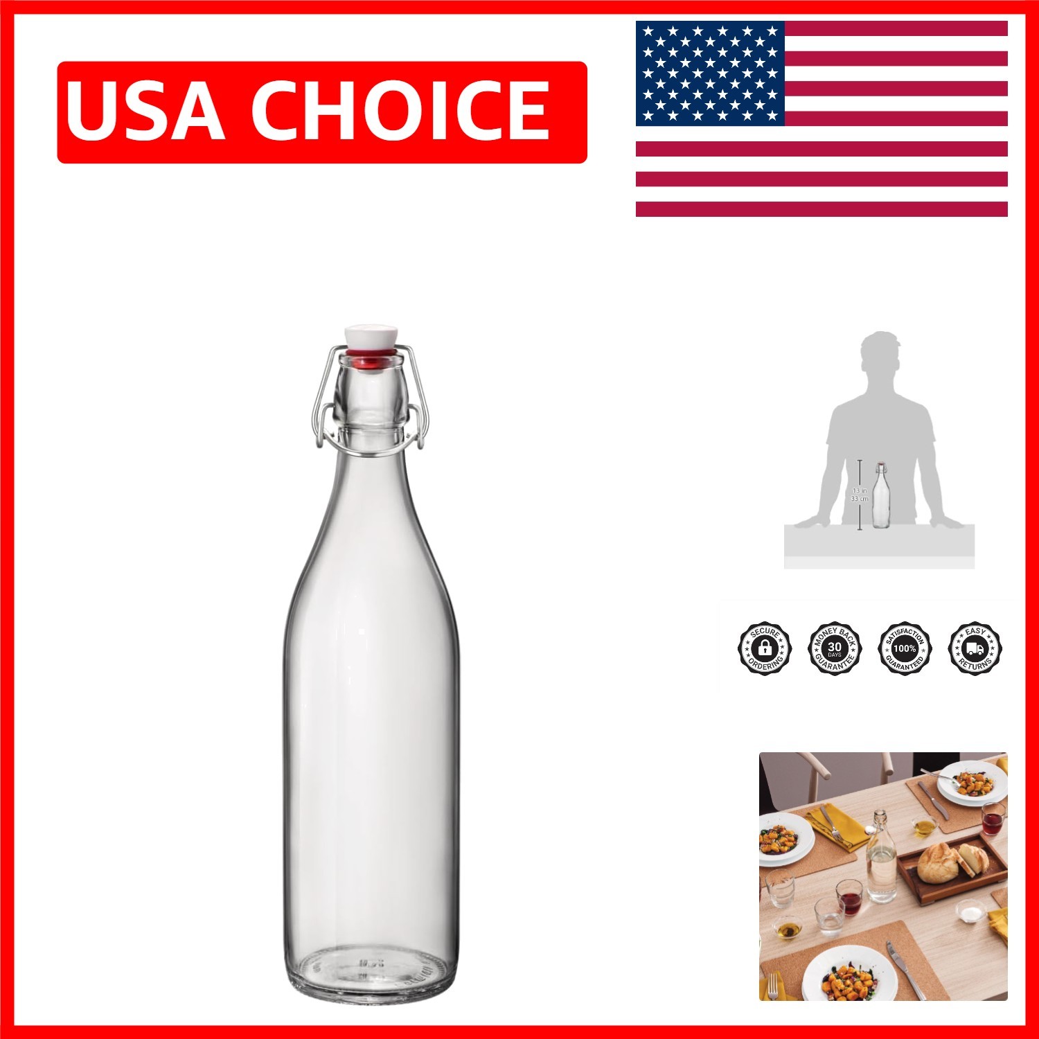 Versatile 33.75 oz Airtight Glass Storage Bottle - Perfect for Juice & Syrups