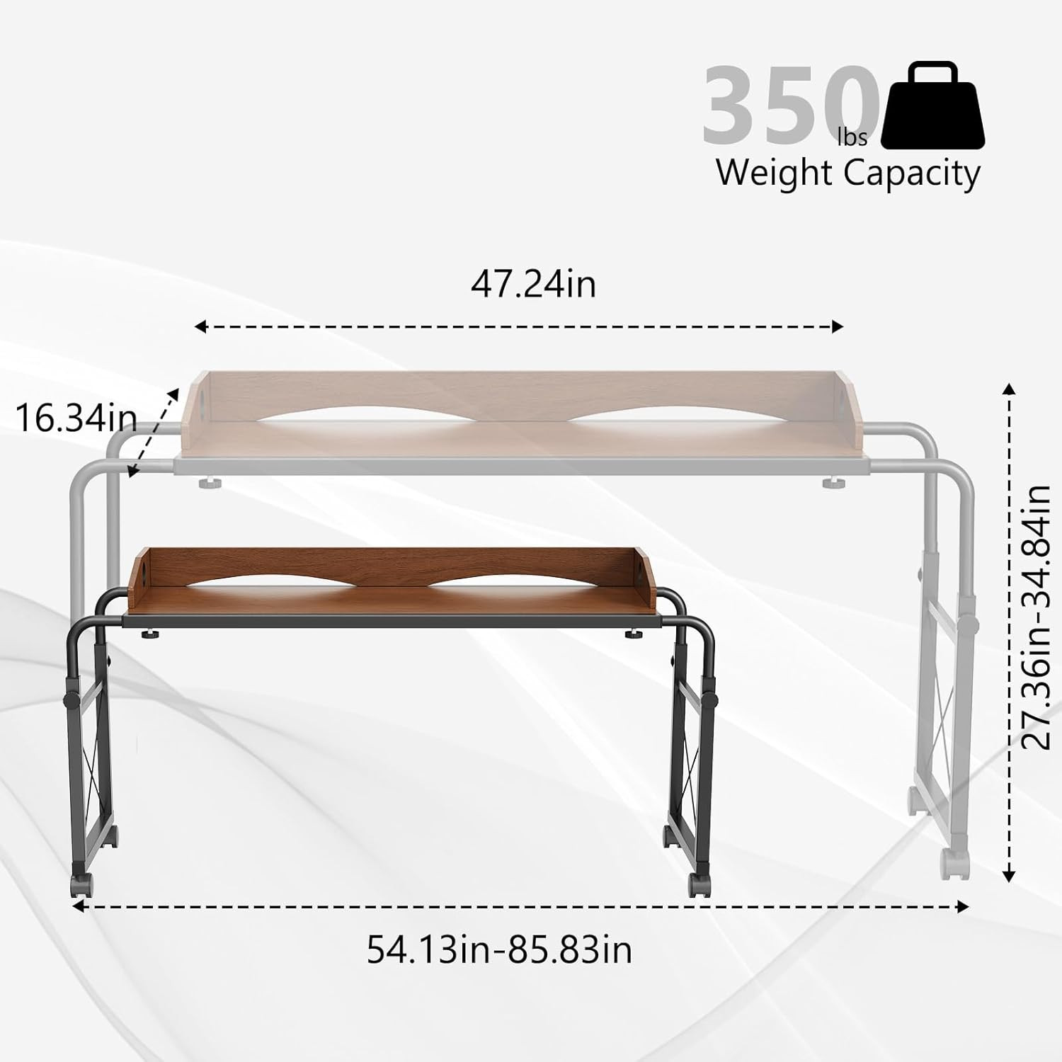 Laptop Desk for Bed, Adjustable Height & Length Laptop Bed Table,Overbed Table w