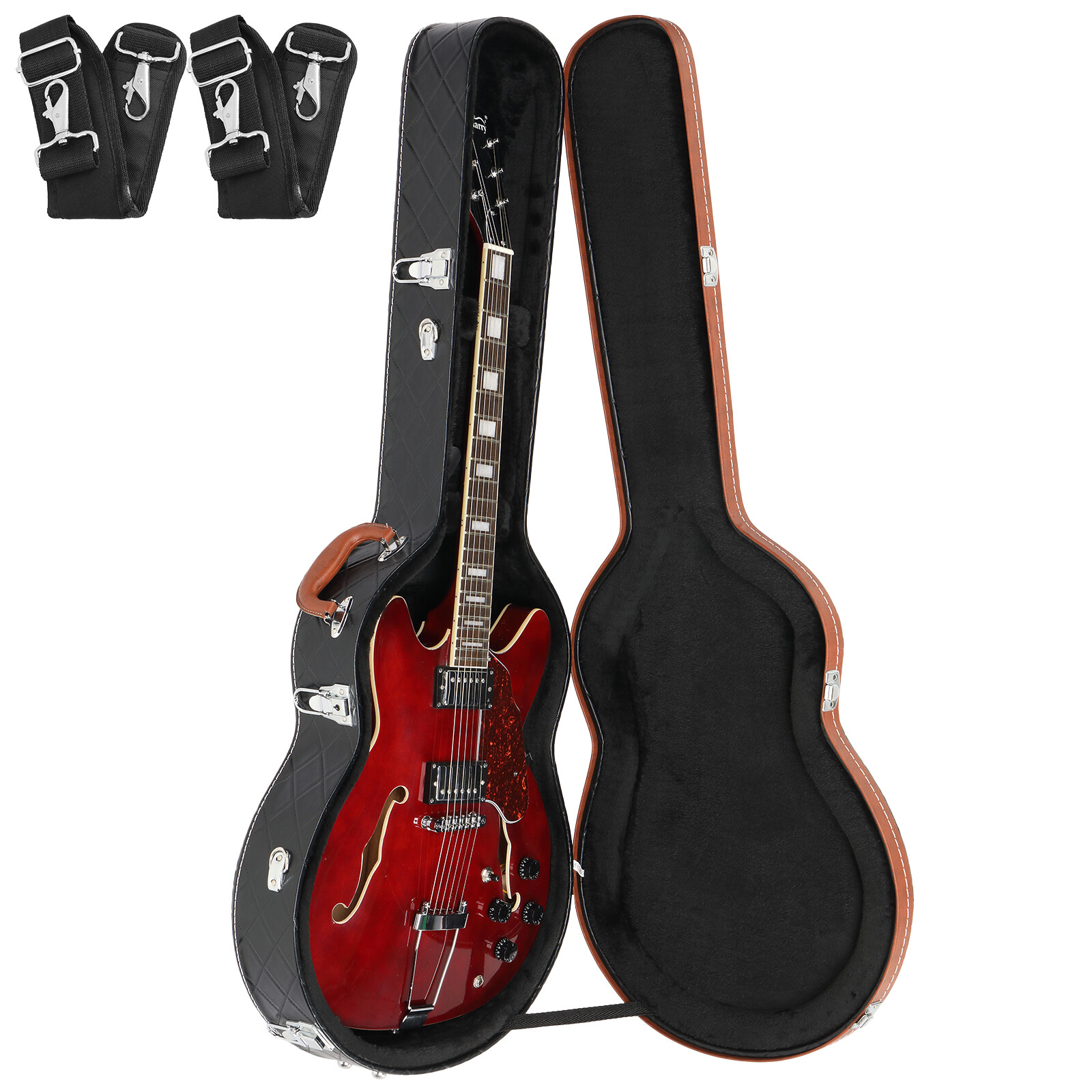 Ktaxon PU Leather Electric Guitar Hard Shell Wood Case For KJazz Guitar ES-335