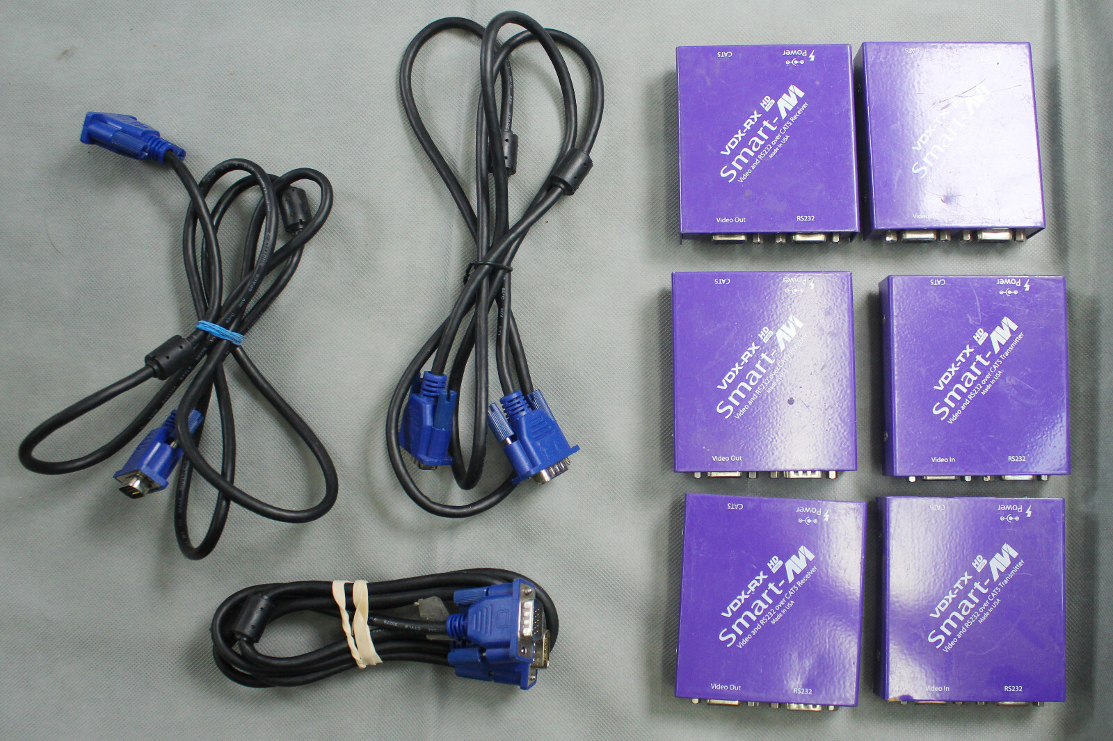 Lot of 3 AS IS Smart-AVI VDX UXGA and RS-232 CAT5 Extenders - No Power Supplies