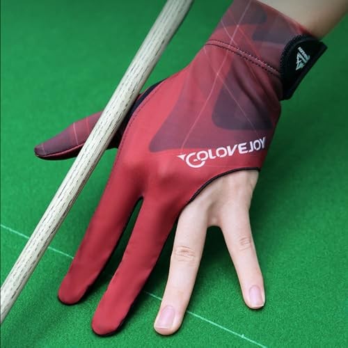 Red 3 Finger Pool Gloves for Left Hand - Billiards - Red