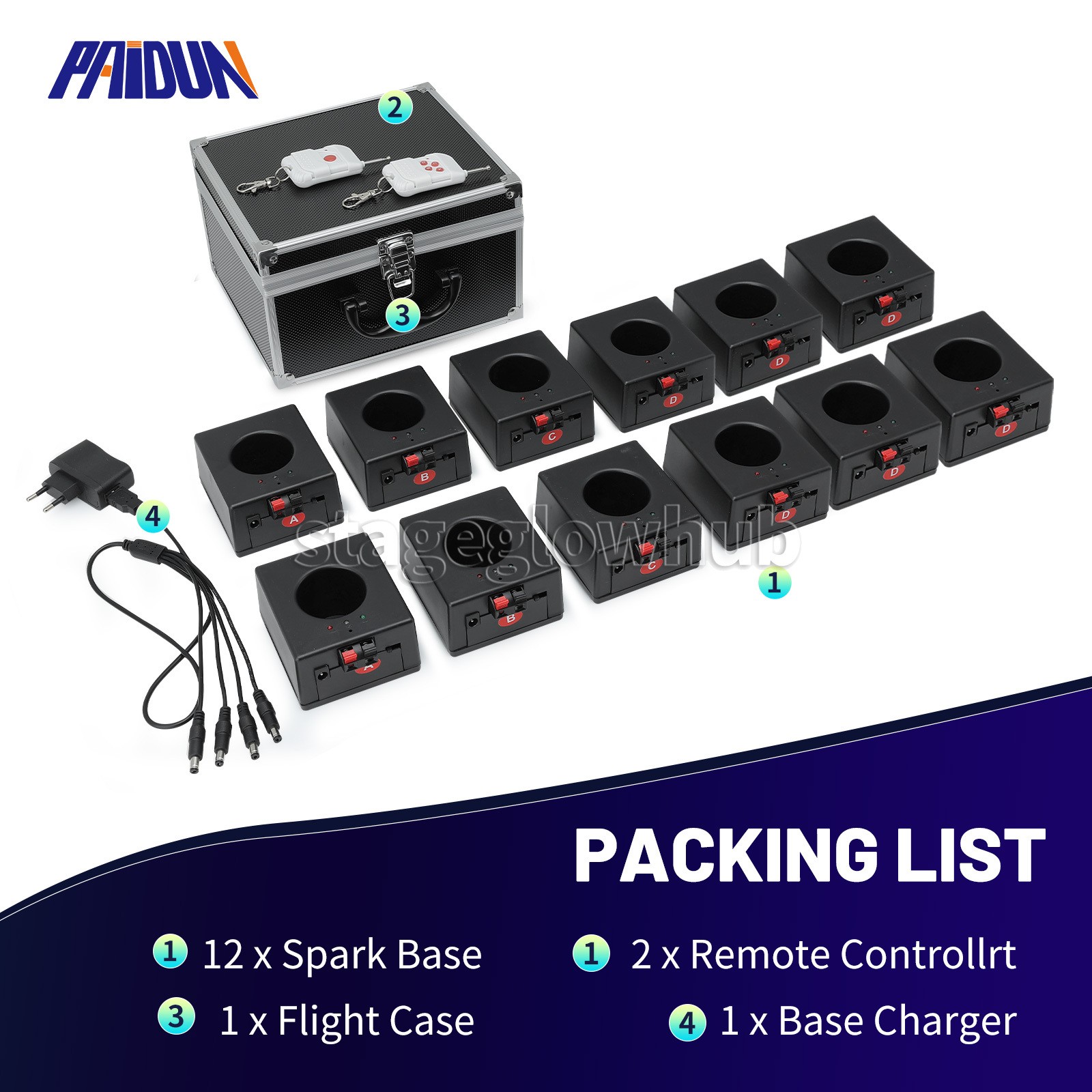 PAIDUN 12Pack Mini Spark Machine Fountain Firework Effect Base Party Show Event