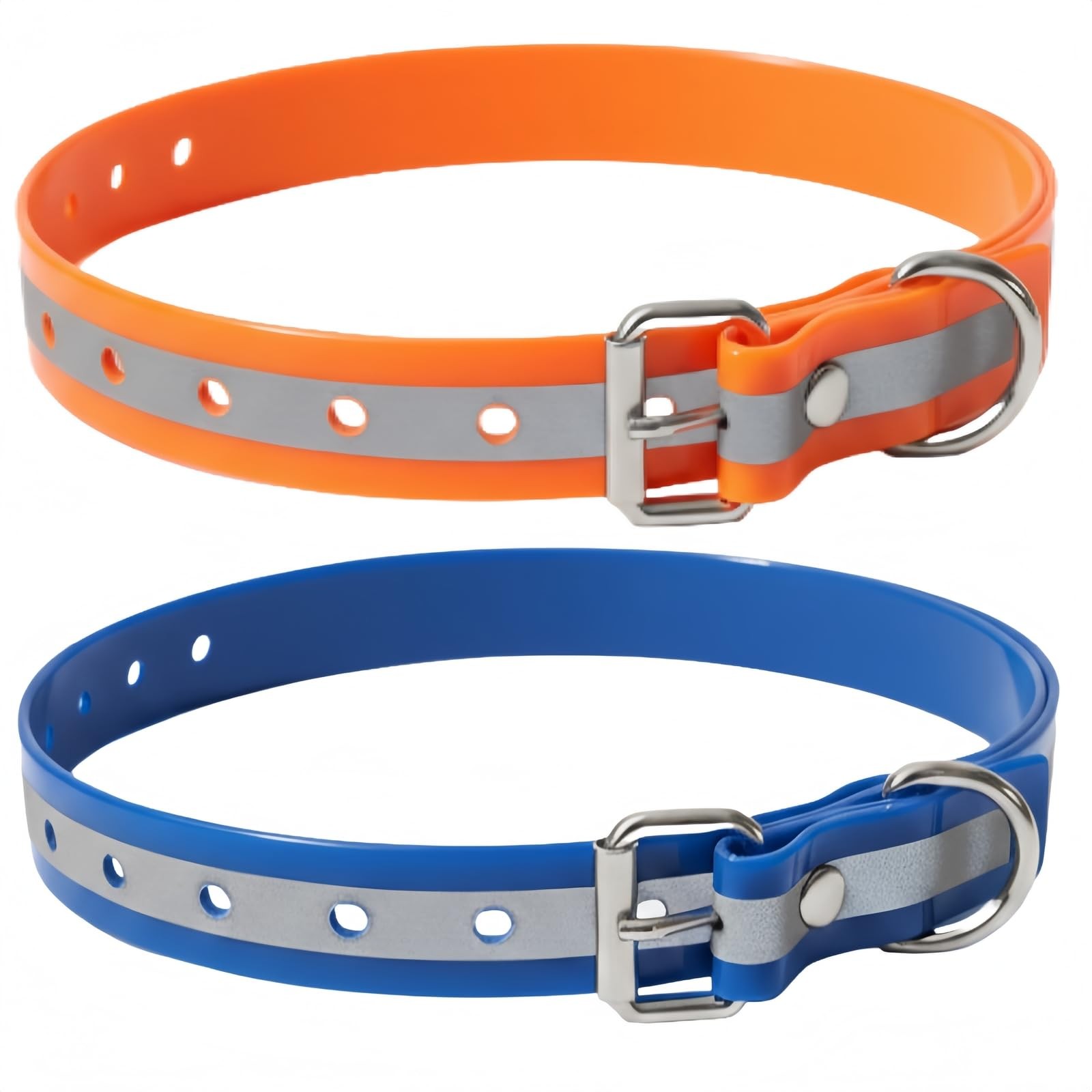Dog Collar Strap for Most of Electronic Training Shock 2 PACK, Orange & Blue