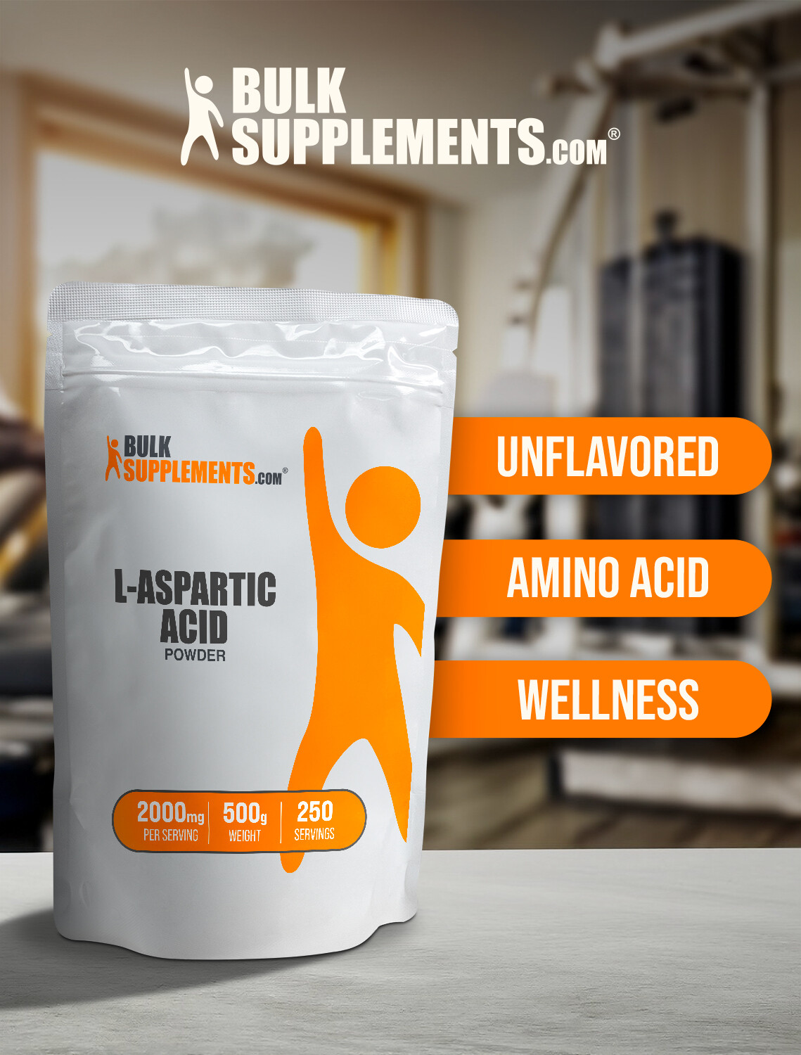 BulkSupplements L-Aspartic Acid Powder - 2000 mg Per Serving