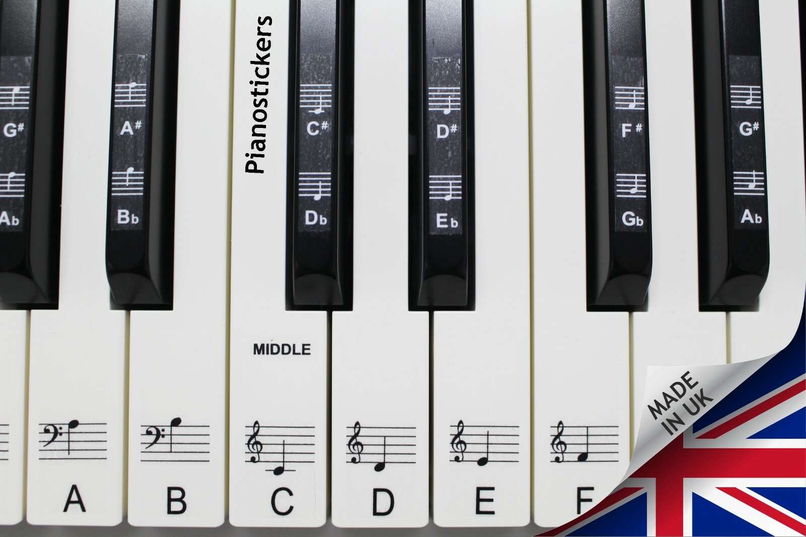 Keyboard or Piano Stickers up to 61 KEY keyboard for the black and white keys
