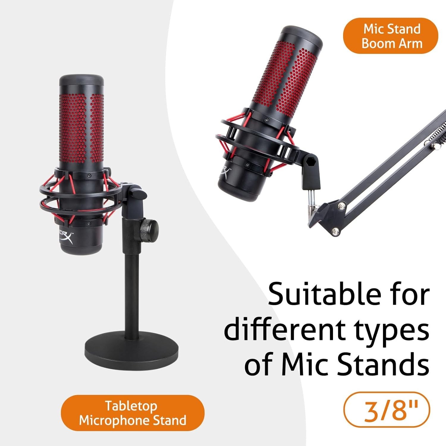 Easy Install 3/8" Boom Arm Adapter for HyperX QuadCast - Lightweight Design