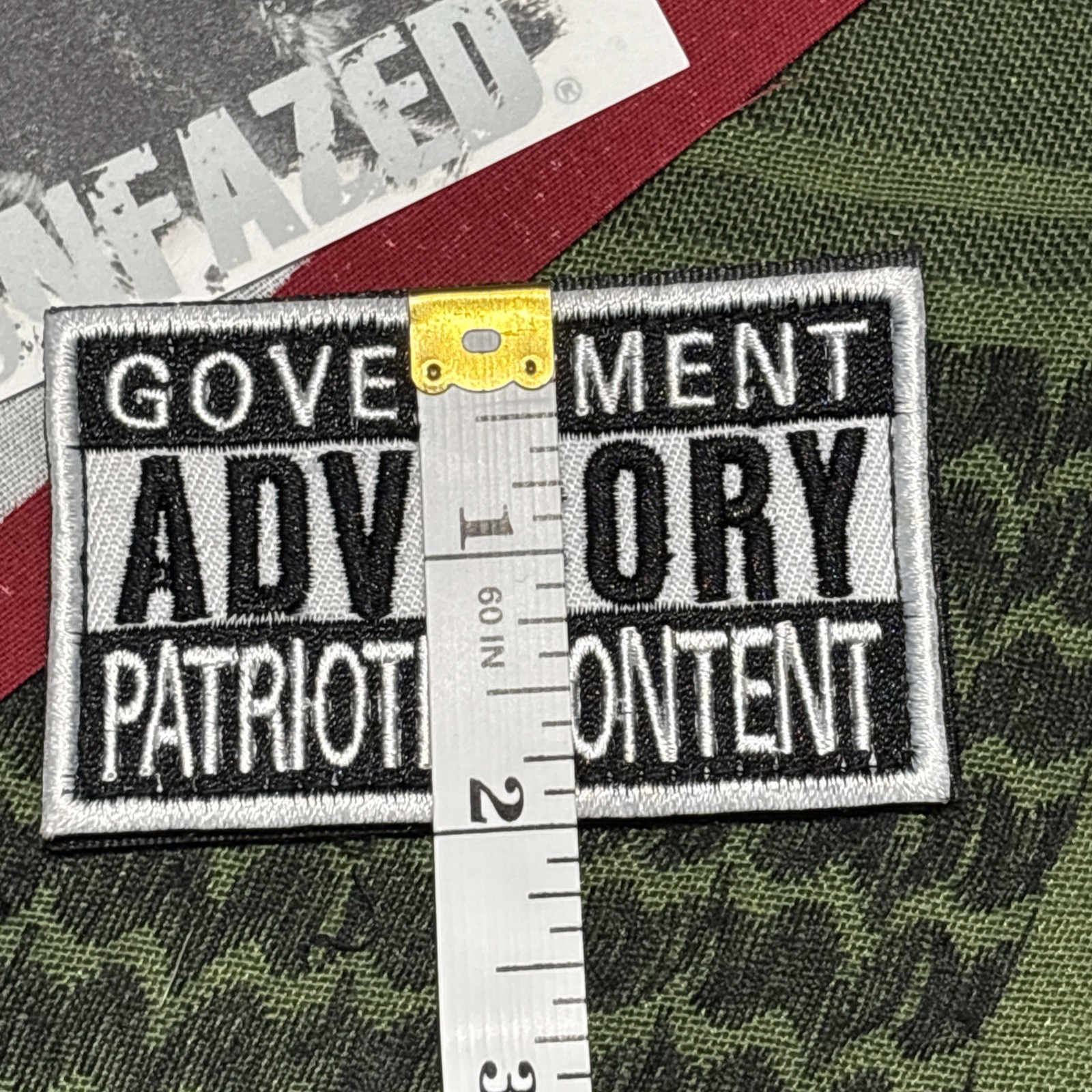 Patriotic Content Patch 3x2.5” Hook & loop High Quality Embroidery Grey