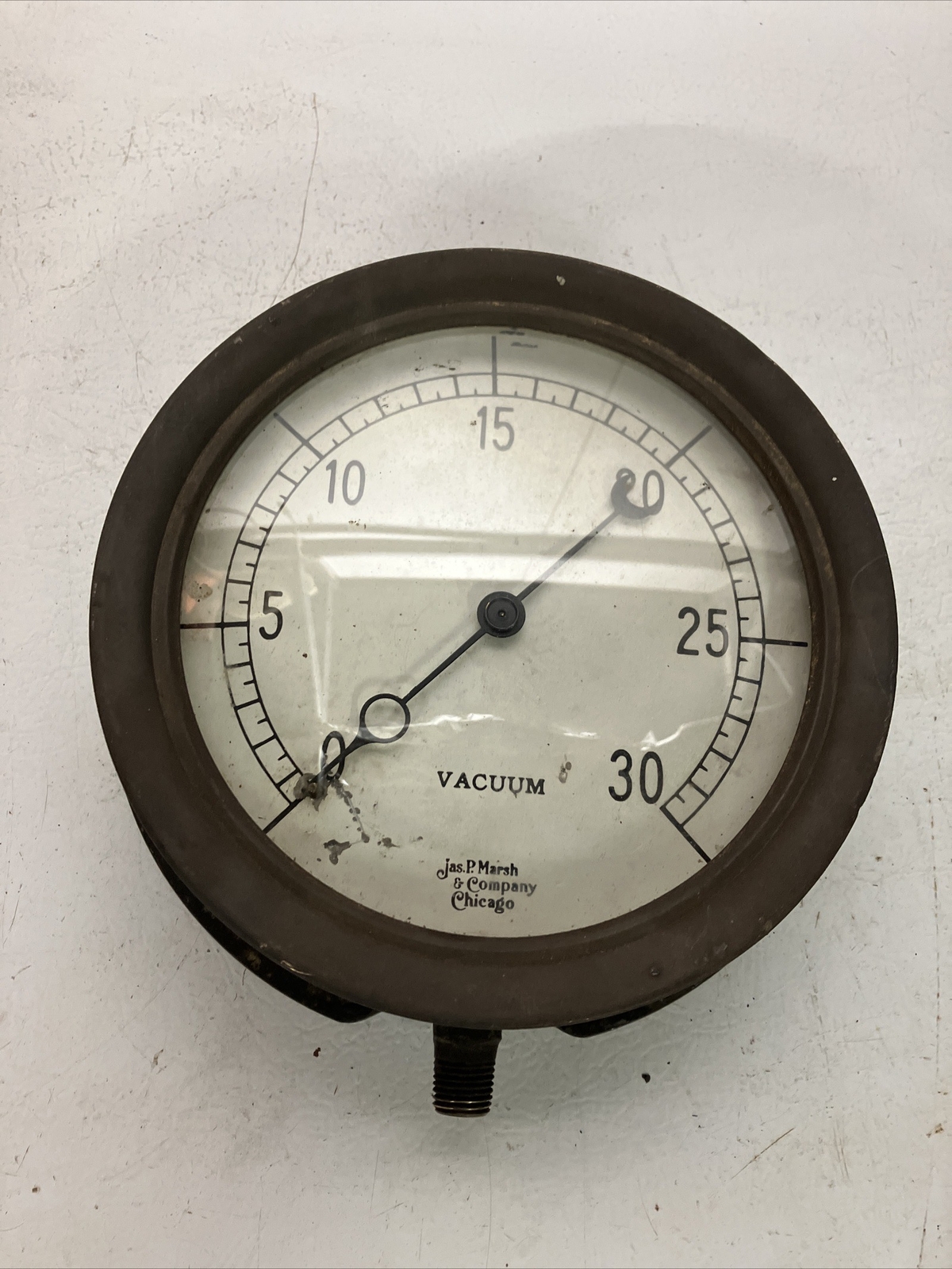 Brass & Steel Vacuum Gauge Jas P Marsh Chicago Antique Steampunk Antique
