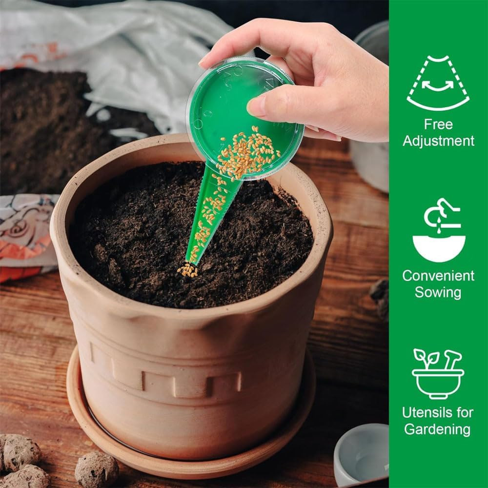 Seed Dispenser Sower Tool Set – 3 Pack Adjustable Garden Seeding Tools with 5 Se