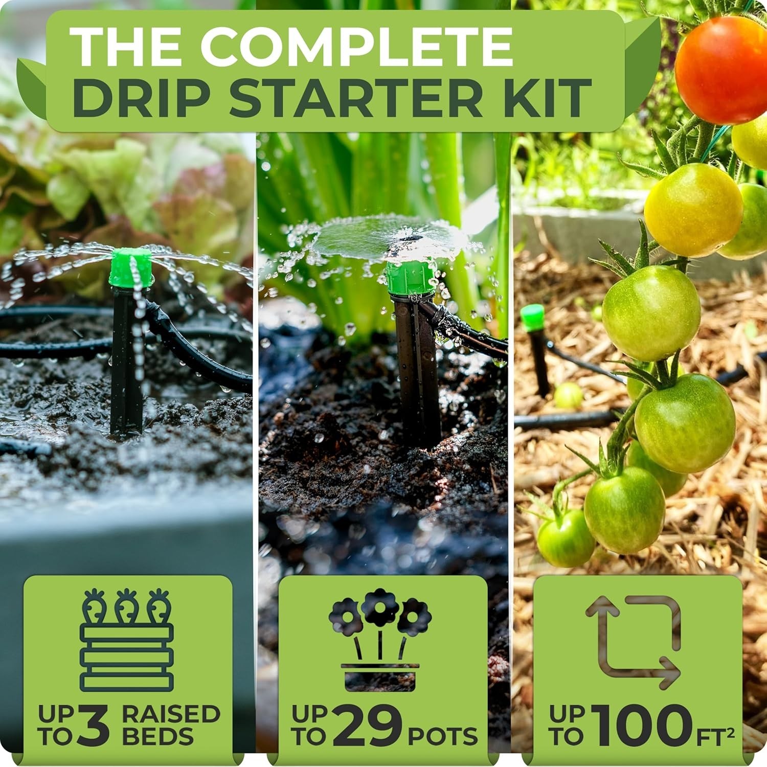 Complete 100ft Drip Irrigation System Kit - Adjustable Garden Watering Solution