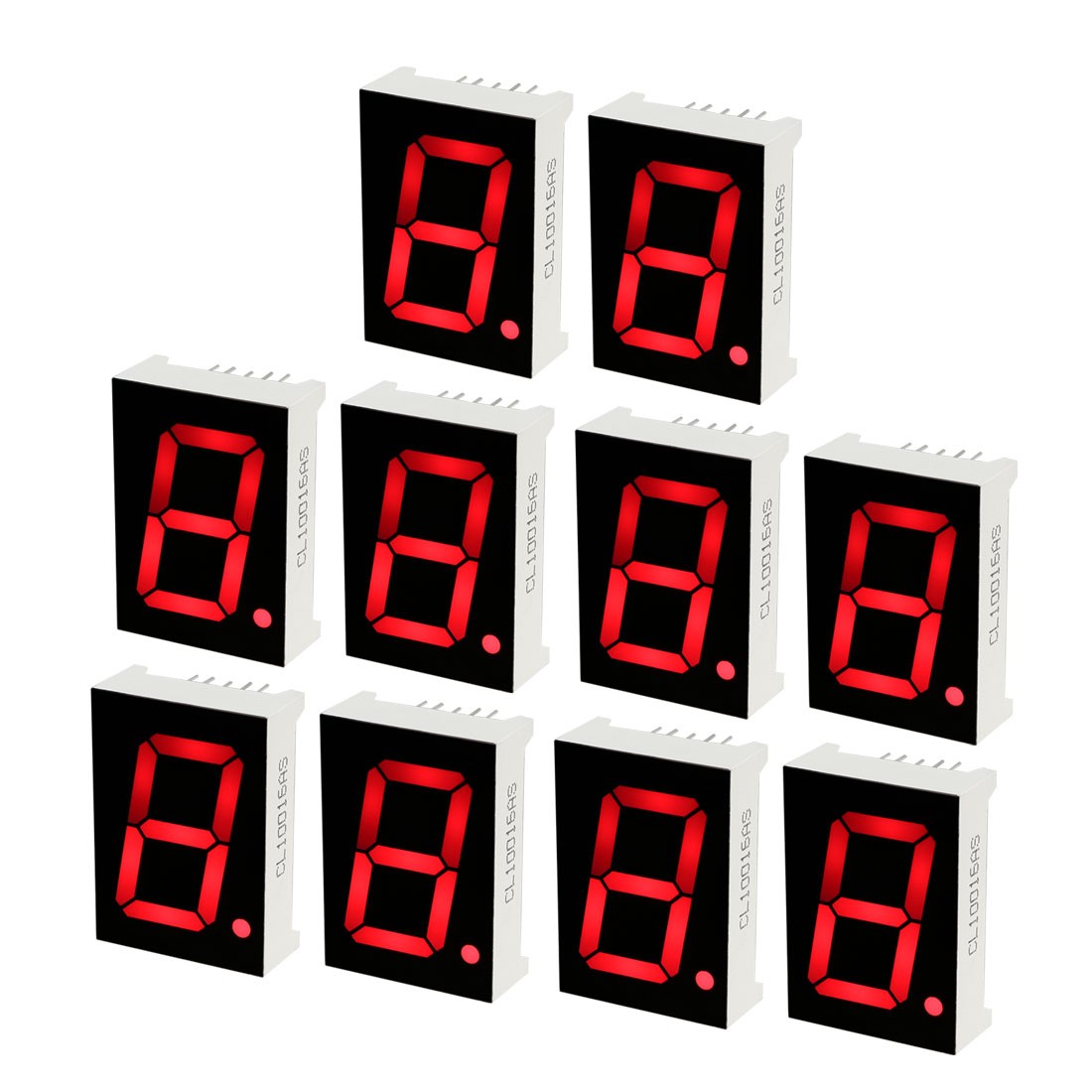 Common Cathode 10 Pin 1 Bit 1.34 x 0.94 x 0.41 Inch 1" Red LED Display 10pcs