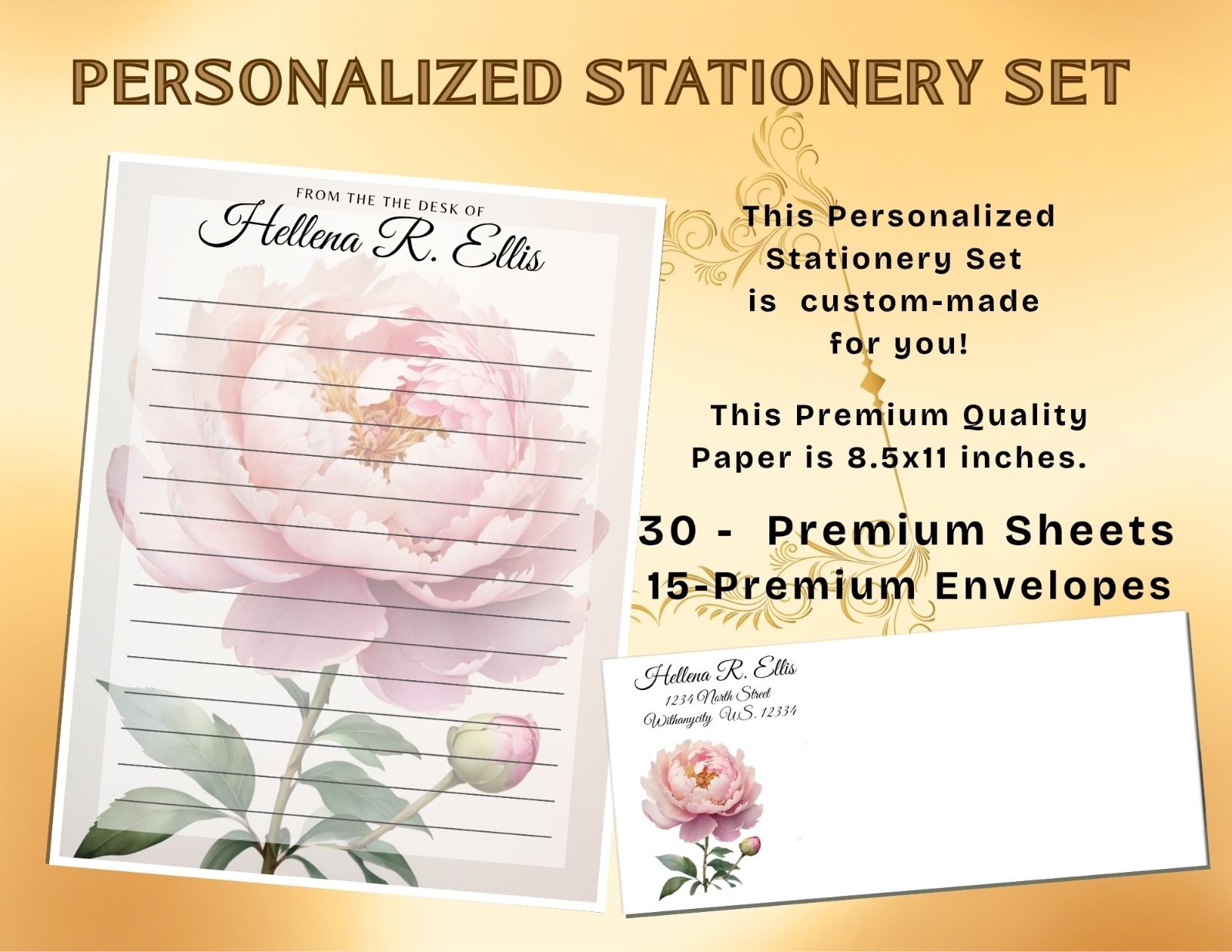 CUSTOM - PERSONALIZED - Stationery Papers & Envelopes - Watercolor #67309