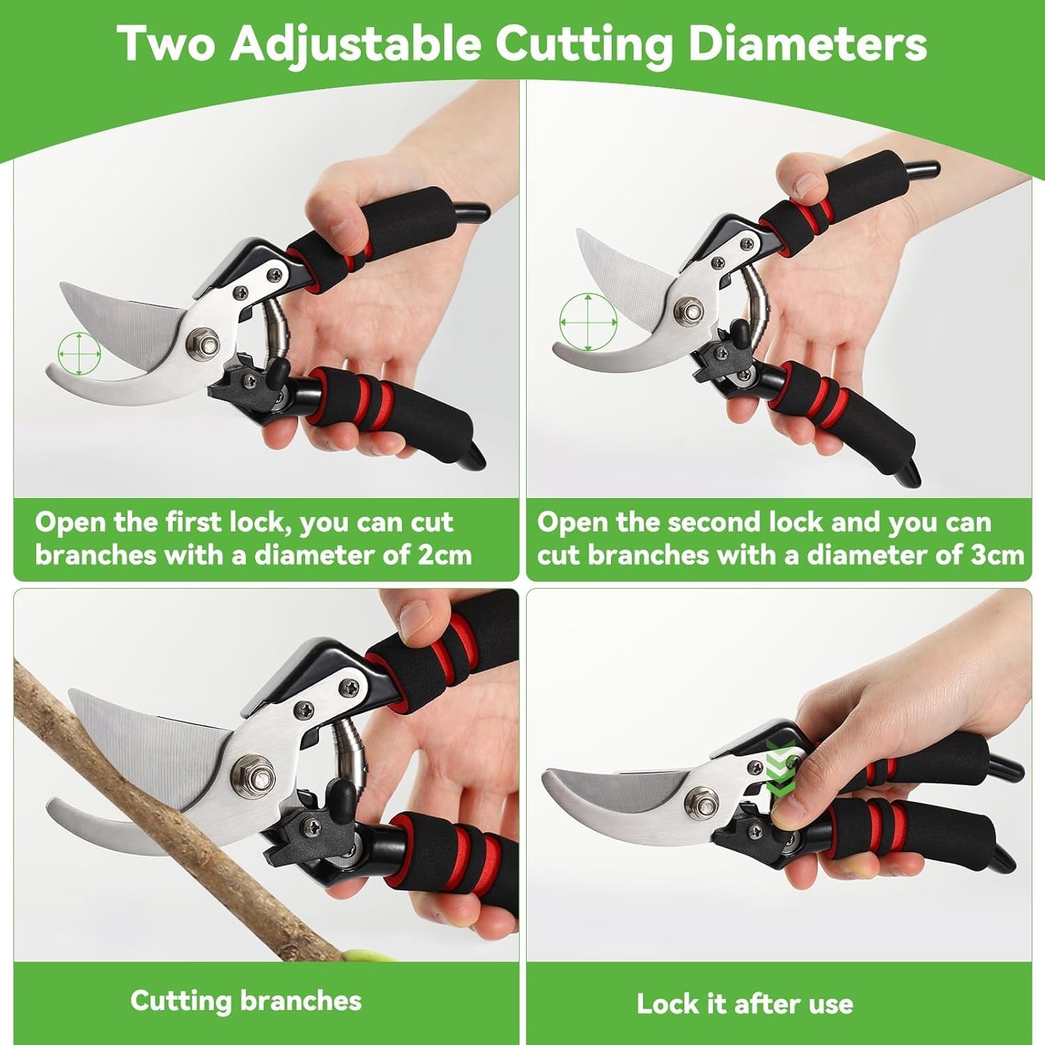 Pruning Shears, Gardening Shears with Sharp SK5 Steel Blades, Heavy Black