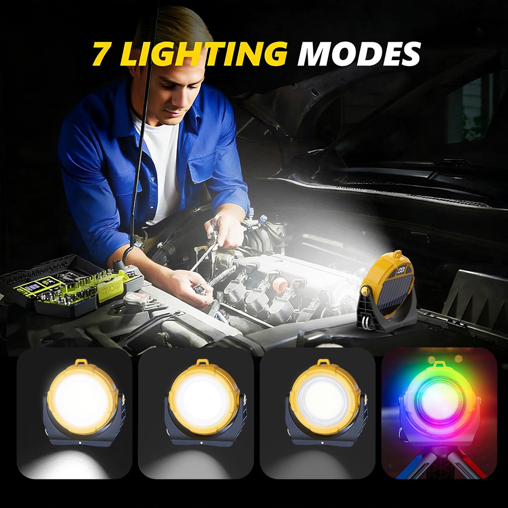 Portable LED Solar Work Light USB Rechargeable Emergency Worklight Security Lamp