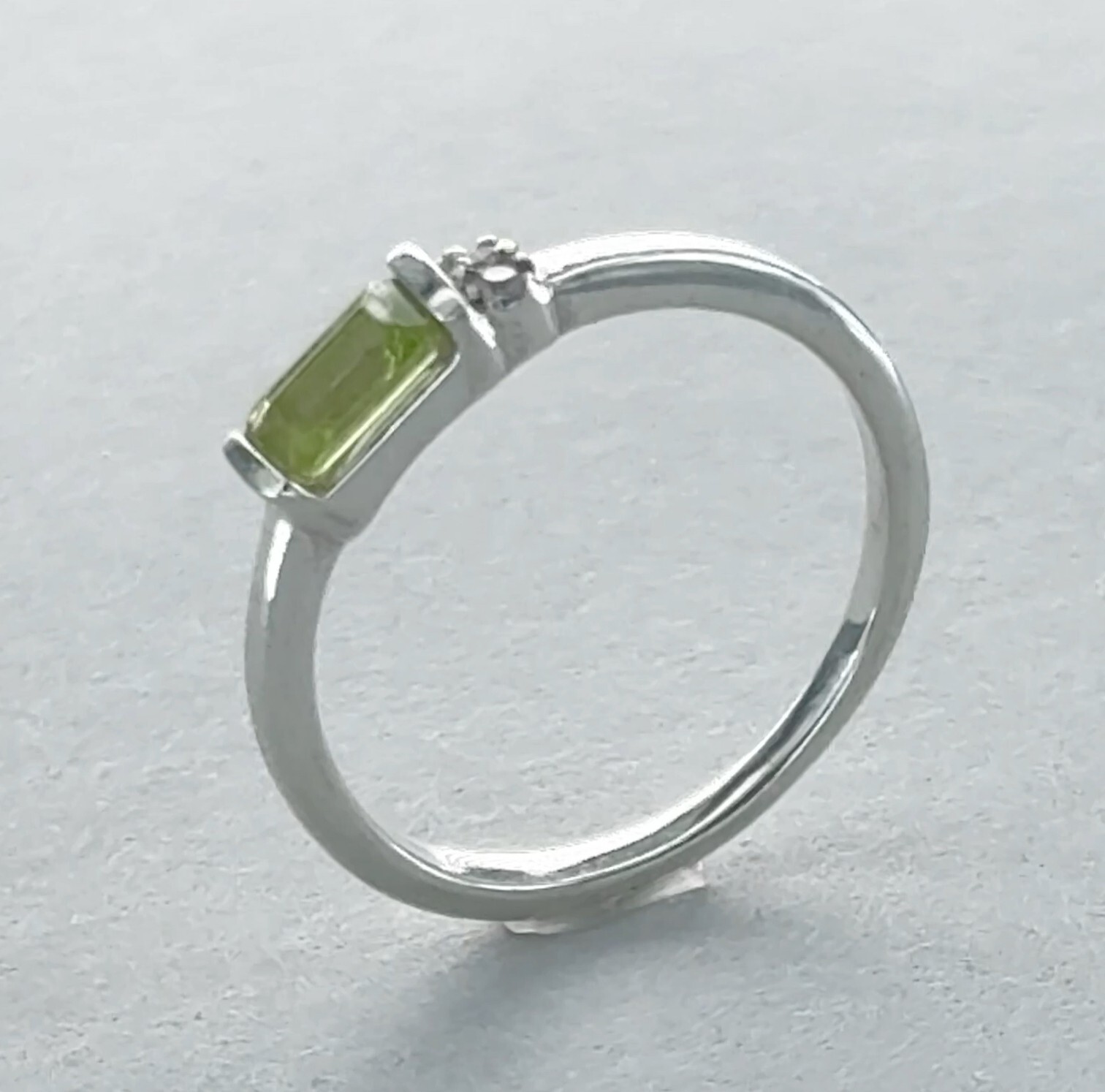Square / Rectangle PERIDOT Ring with CZ Multiple Sizes 925 STERLING SILVER #47e