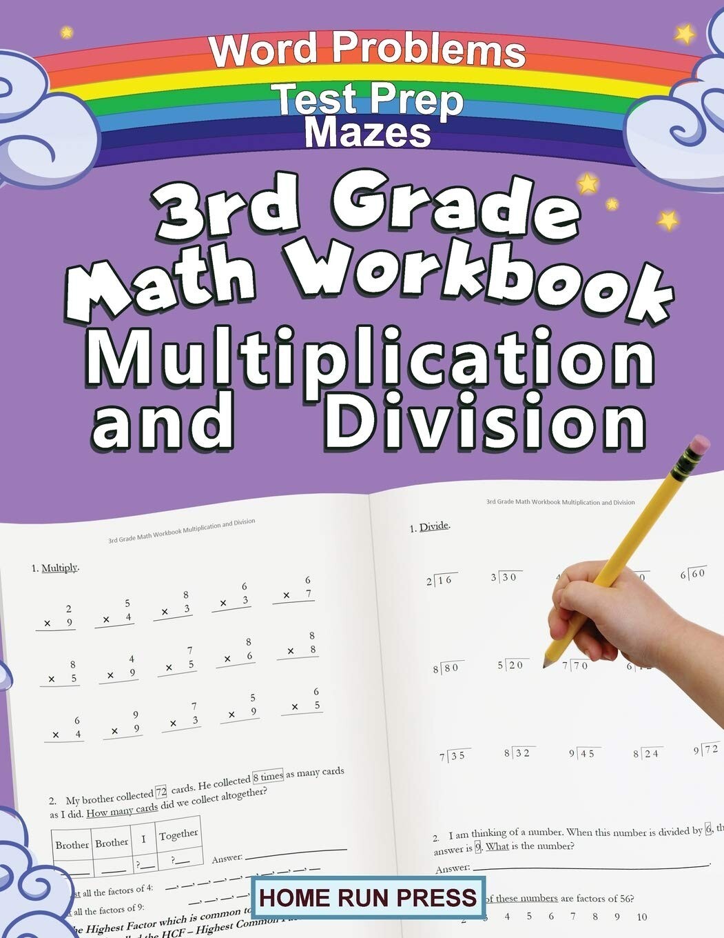 3rd Grade Math Workbook Multiplication and Division for Kids Test Prep Book NEW