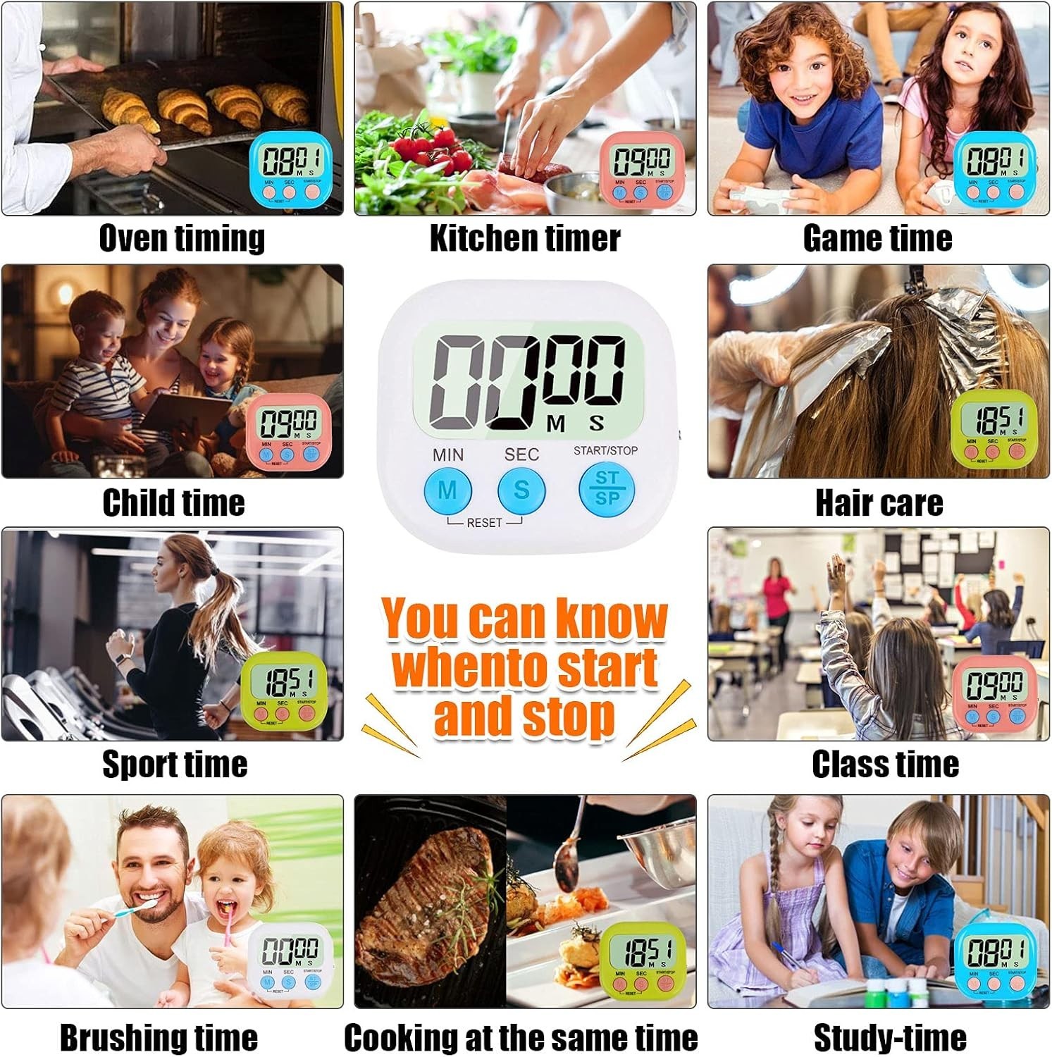 Compact Multi-Function Timer with Bright LCD - Perfect for Home & Outdoors