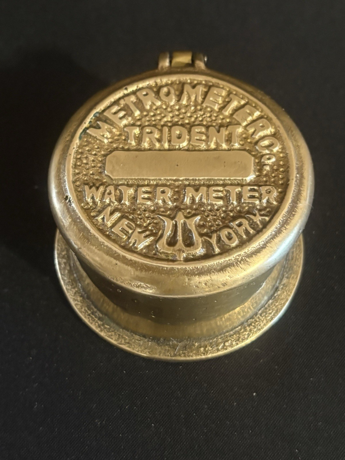 Metrometer Co. Trident Water Meter Lidded Brass Trinket Box