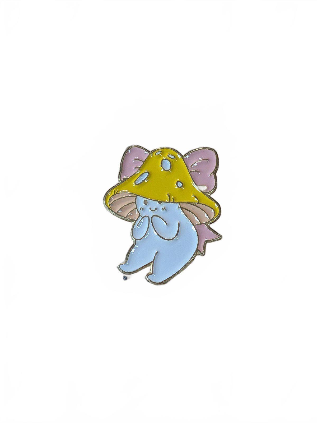 Enamel Pin Mushroom Girl Yellow Pink White Pink Bow