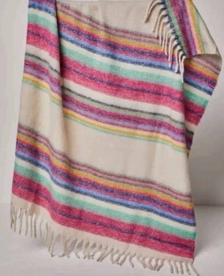 Free People Skye Stripe Blanket Fringe Throw Soft Camp Picnic Native FREE SHIP
