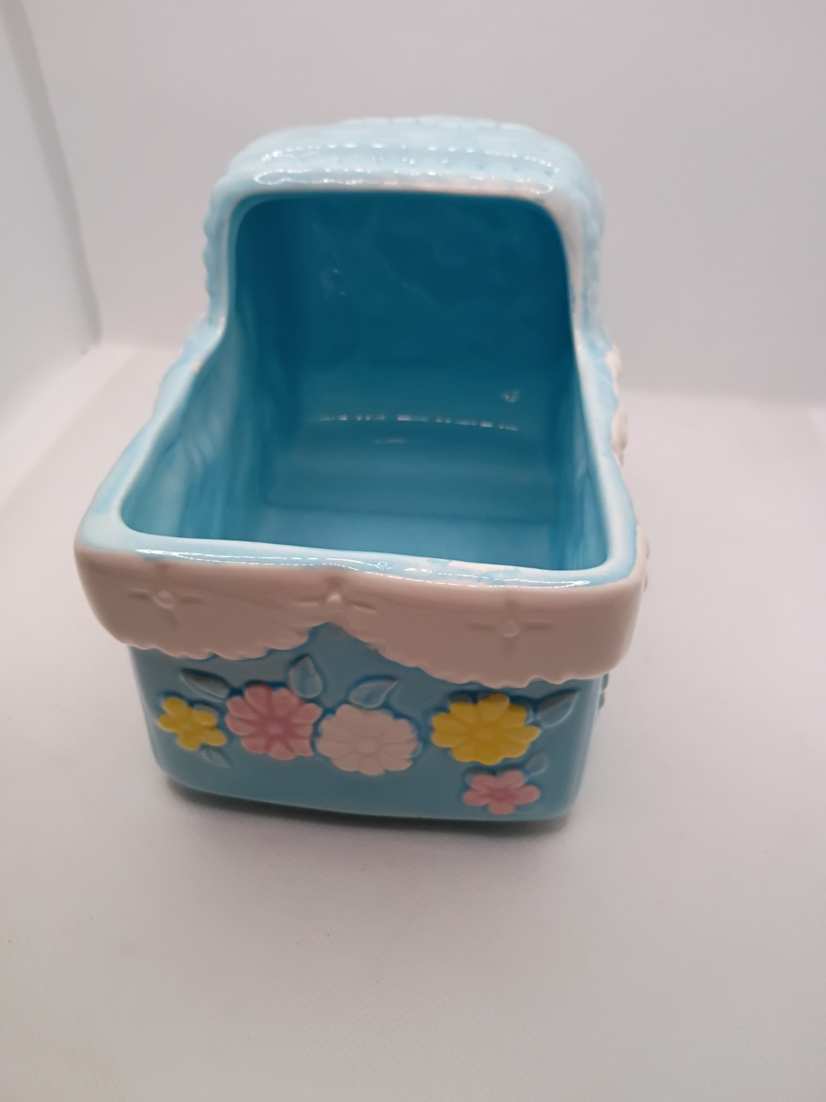 Blue Ceramic Baby Bassinet Planter