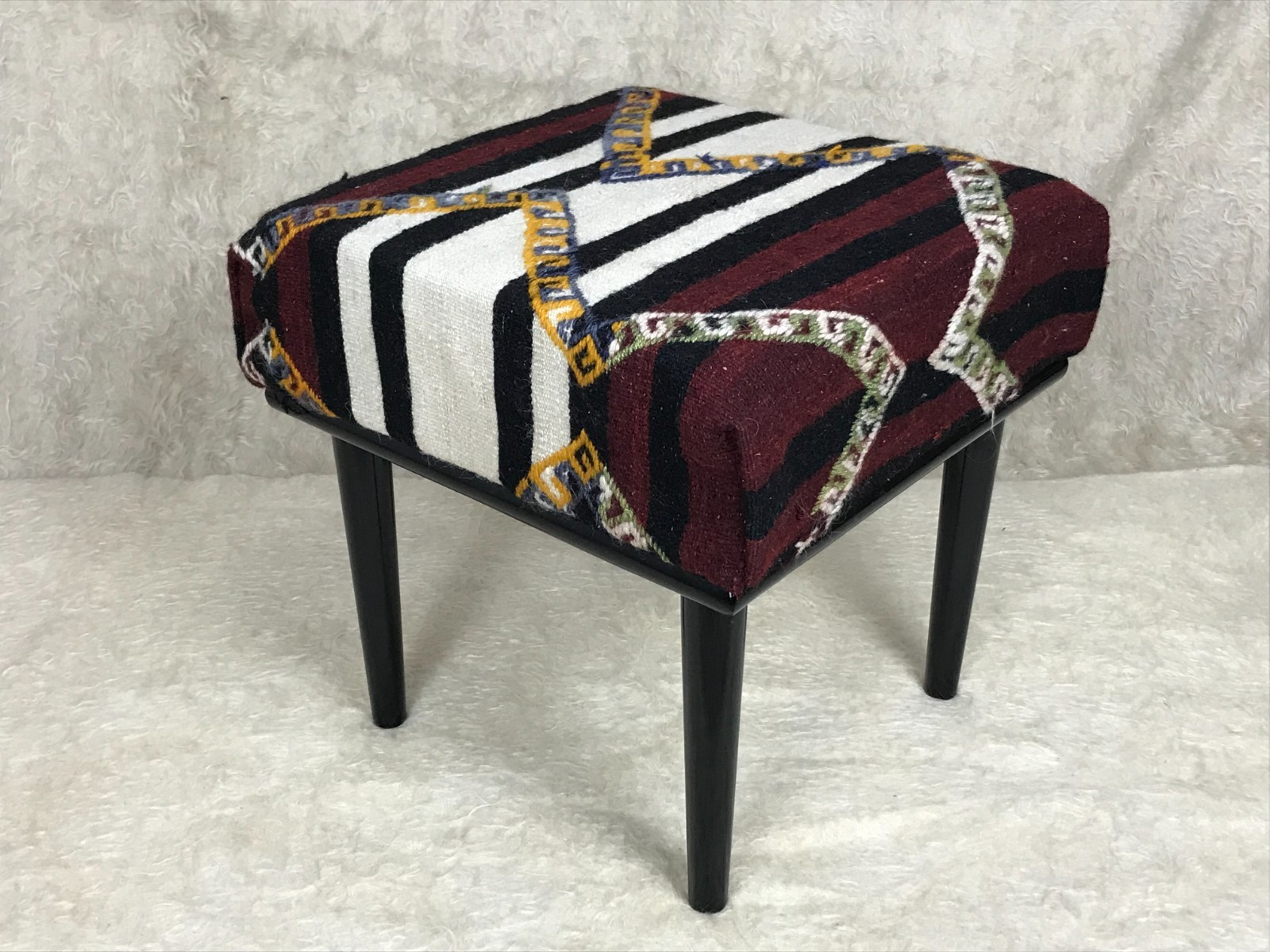 Handmade Kilim Upholstered Ottoman Footstool Piano Entryway Bedroom Bench