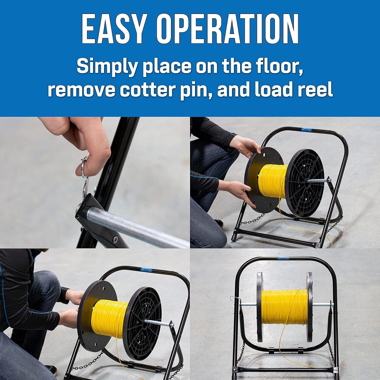 Folding Cable Caddy Stand Electrical Wire Spool Dispenser for Pulling Reel Roll