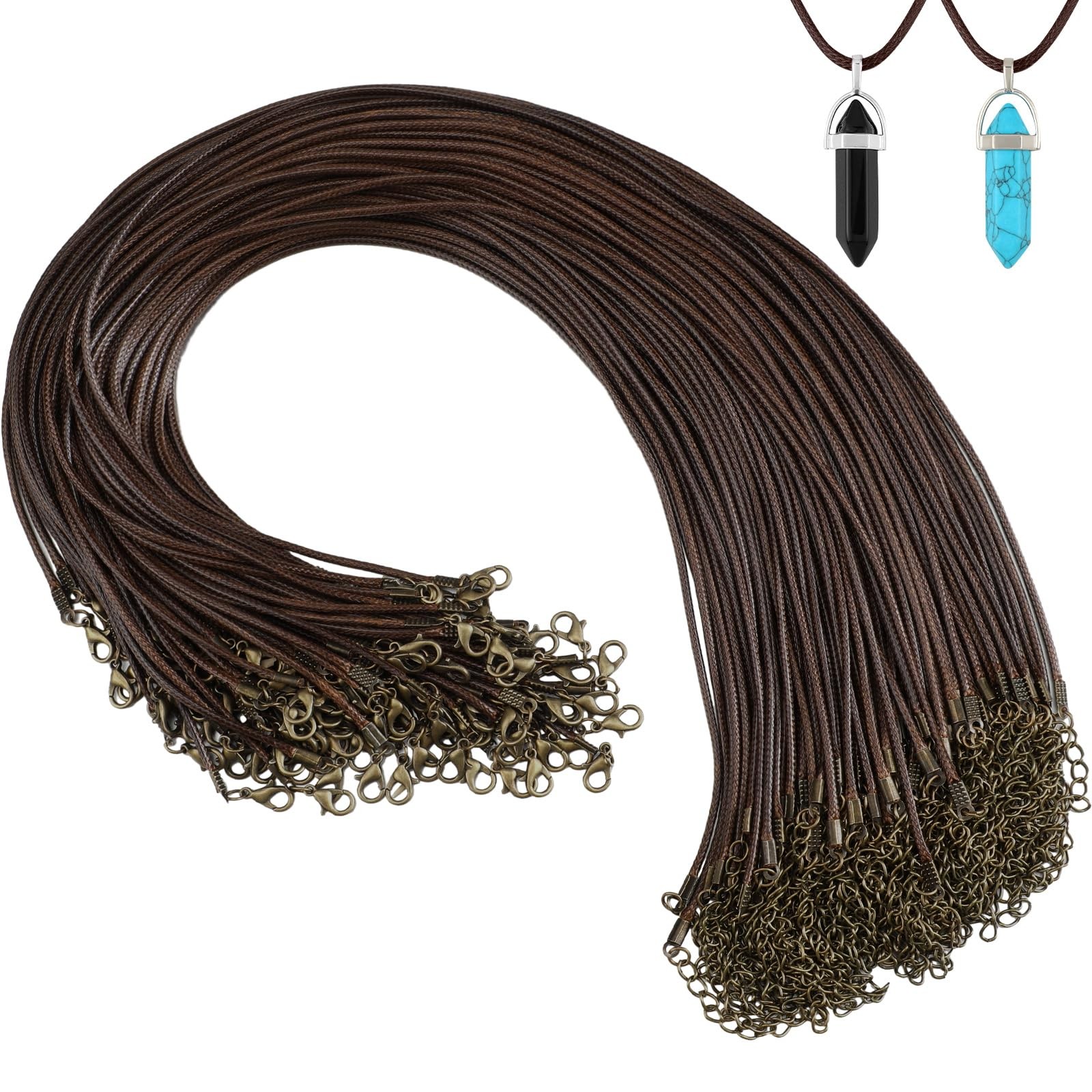 Waxed Leather Necklace Cord Bulk with Clasps 20 Inch Jewelry Making 100pcs