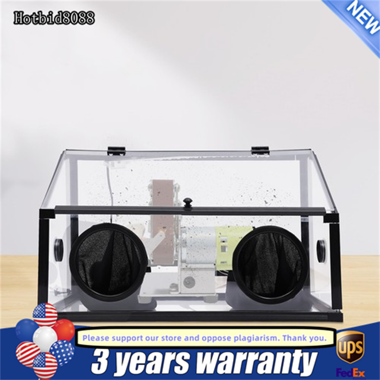 Fully Enclosed Electric Grinding Table Acrylic Cover+LED Light Polisher Dust Box