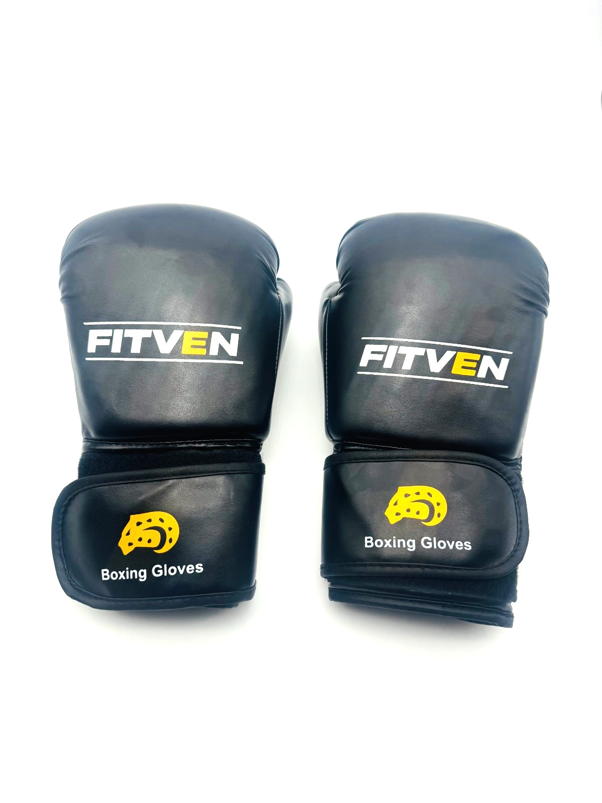 Fitven Black Yellow White Boxing Athletic Punching Bag Gloves- M/L