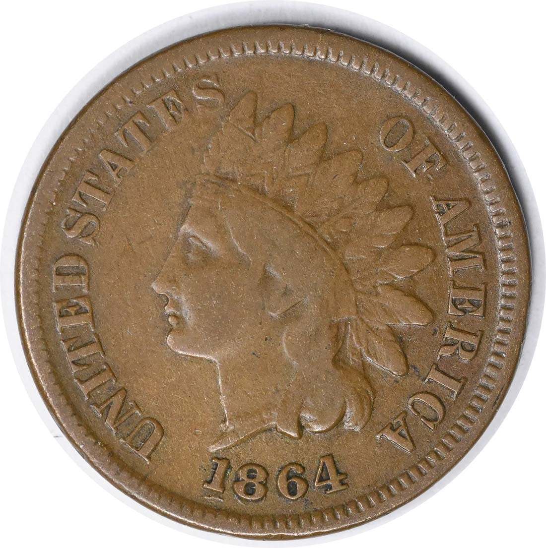 1864 Indian Cent L on Ribbon F Uncertified