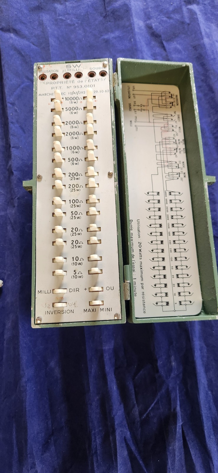 French PTT  Resistor box, Vintage Phone Equipment SW