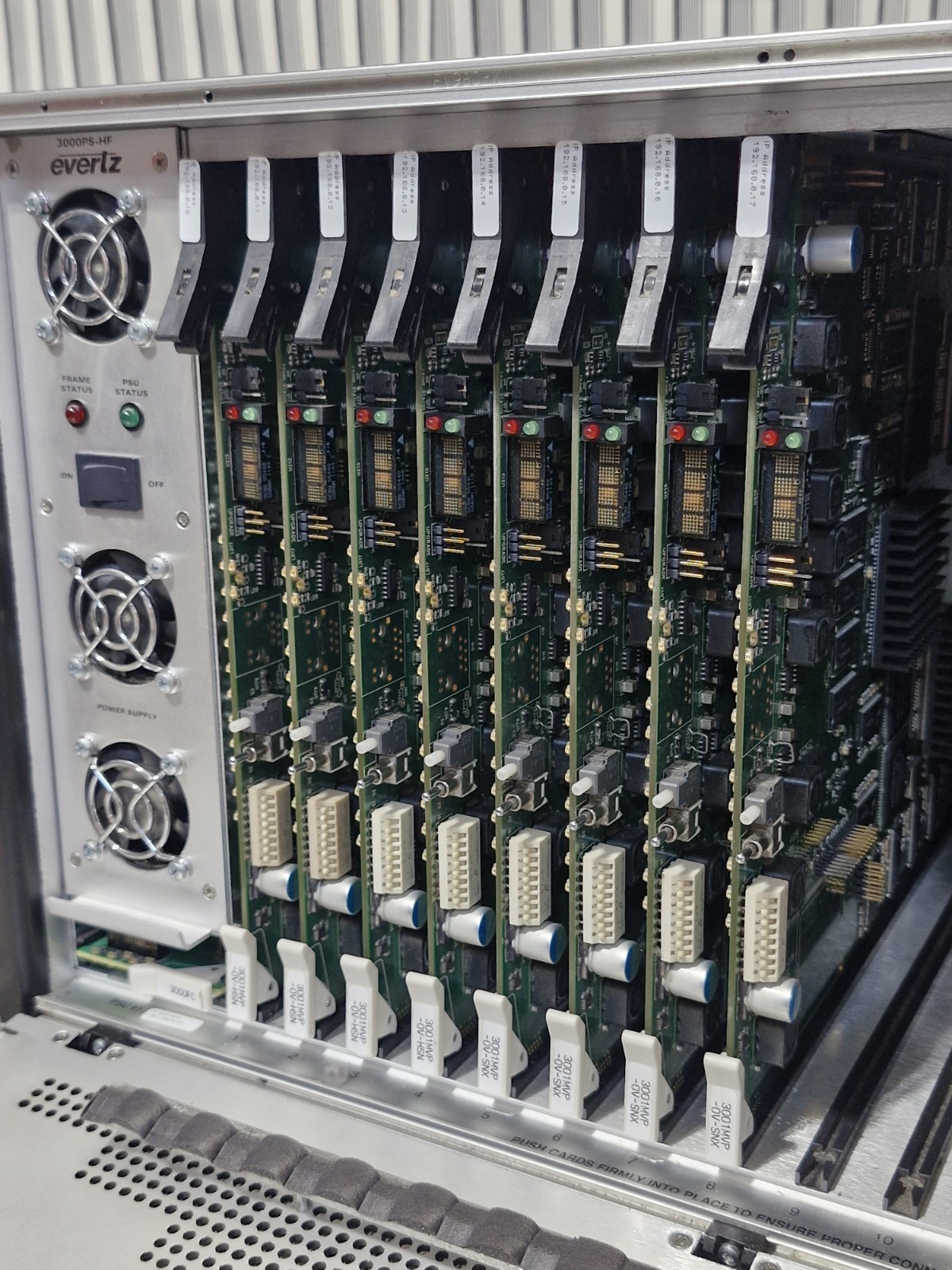 Evertz 3000FR Multi-Image Processor Frame w/ Modules Powers On, Not Fully Tested