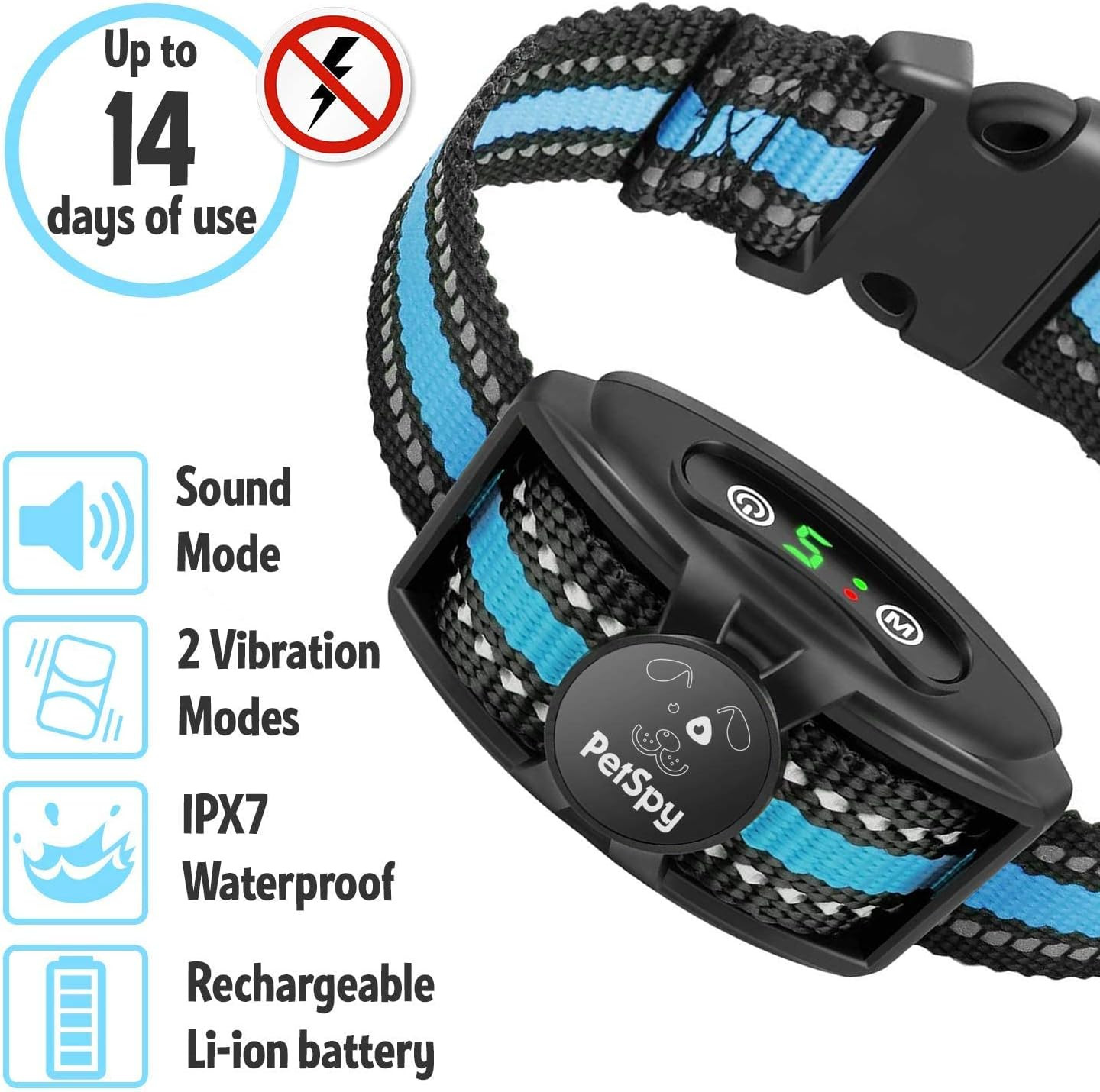 No Shock Bark Collar for Dogs Barking Control Humane Waterproof Training