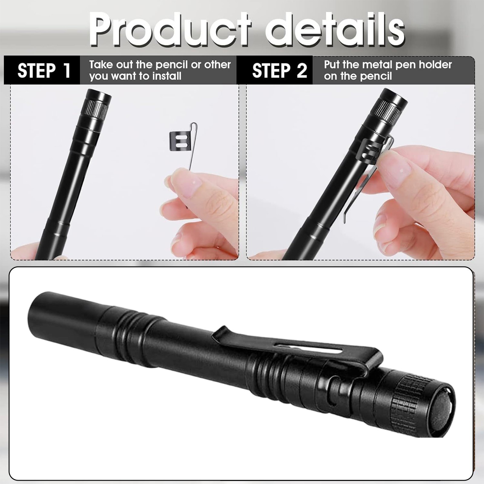 20 Pack Flashlight Clips Rust Resistant Steel Easy Attach for Pens and Lights