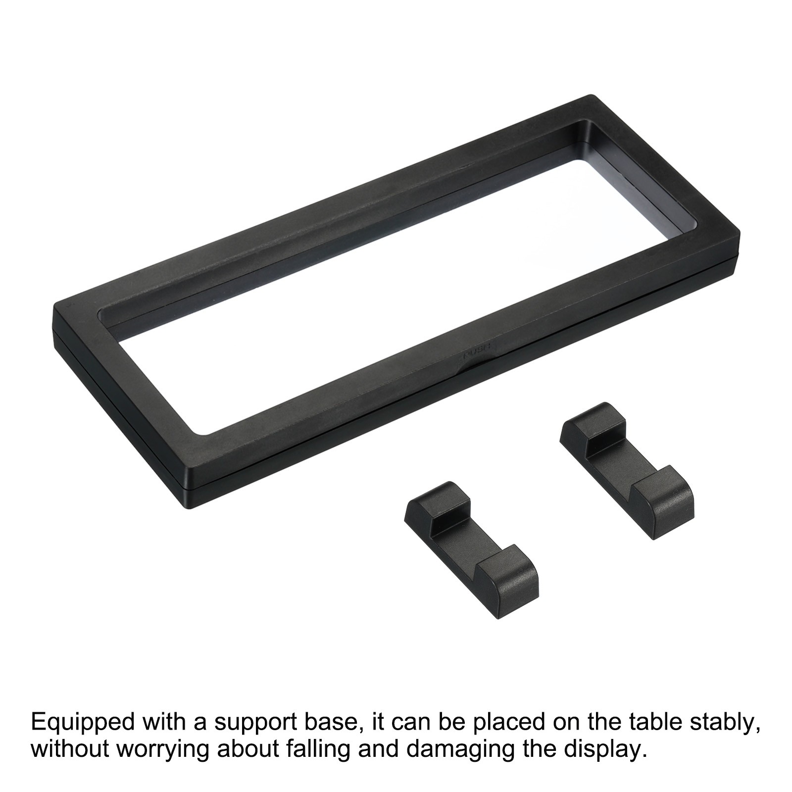 9" x 3.5" 3D Floating Display Case, with Base Stand, Black