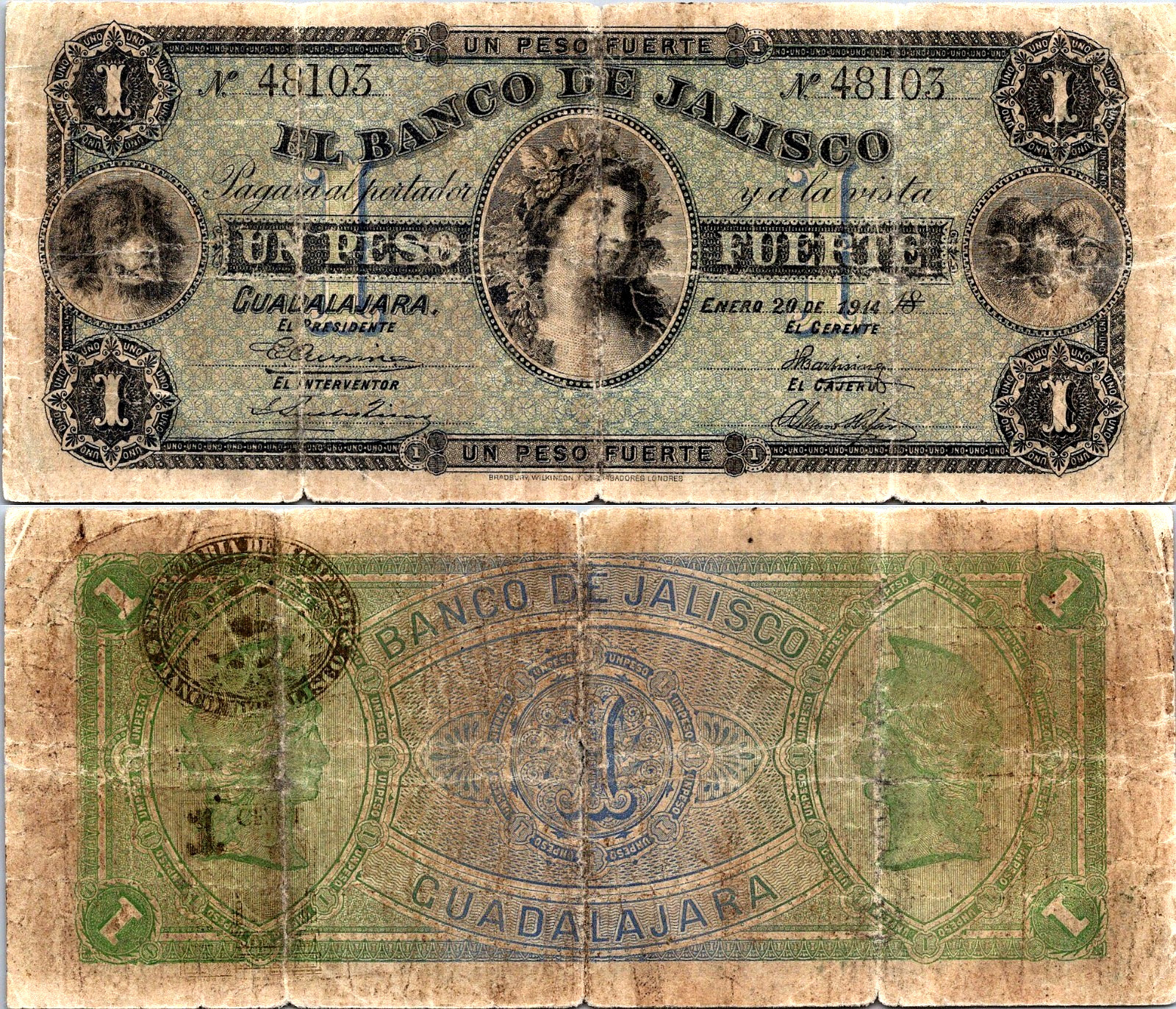Mexico 1 Peso 1914 Pick# S313A Fine