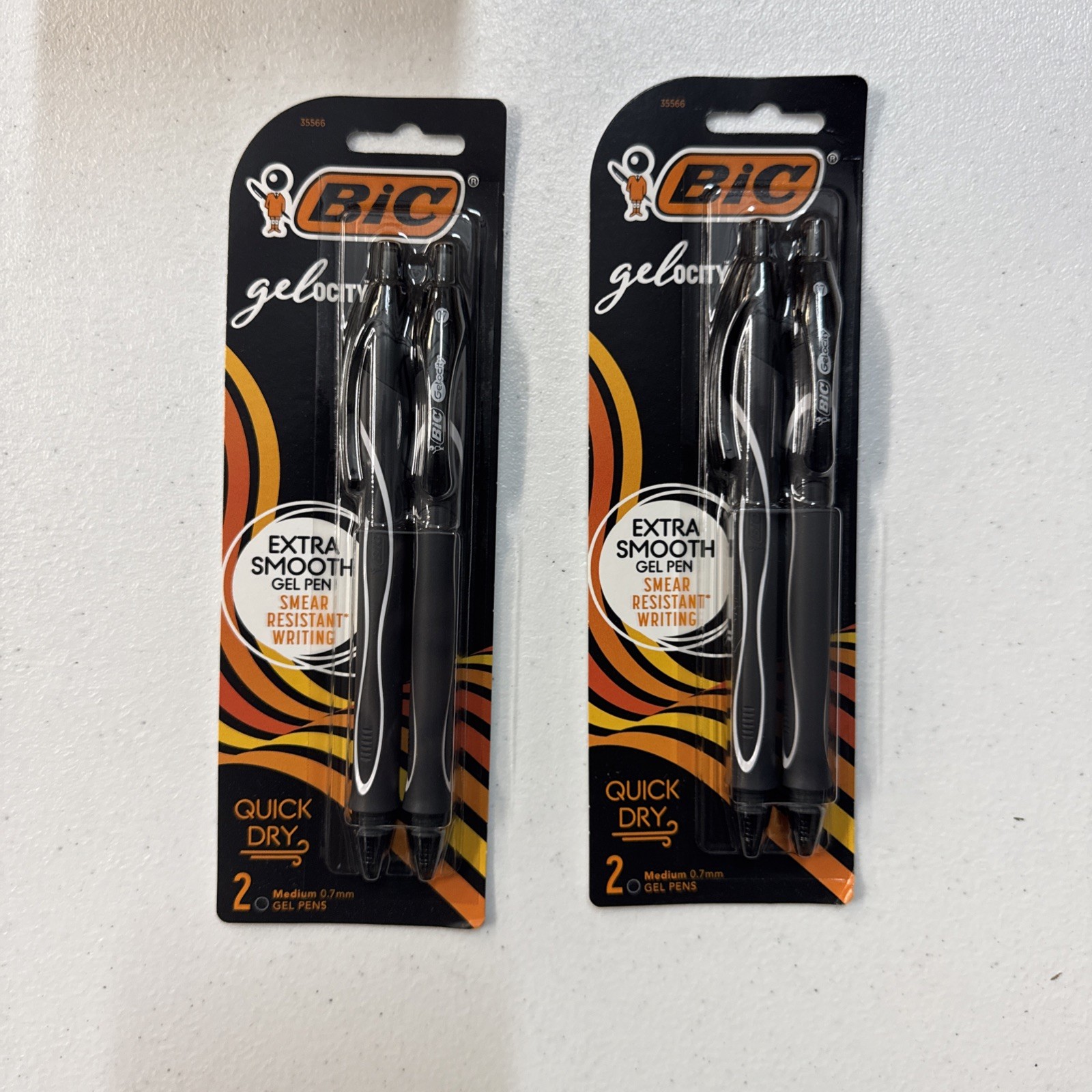 2 Packs Of 2 Bic Gel-Ocity Black Gel Pens, Medium, 0.7 mm, Quick Dry Gel Pen Zz