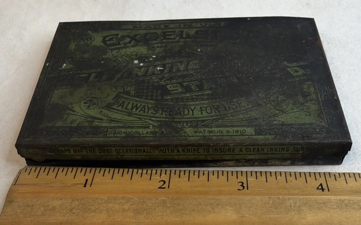 1910 Antique Excelsior Self-Inking Stamp Pad
