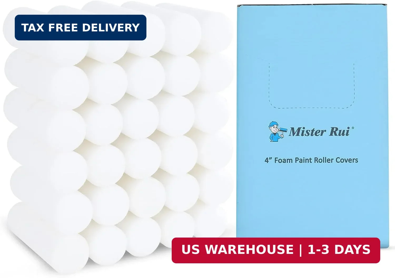 30 Pack Foam Paint Roller Covers, Small Sponge Roller 4 Inch, High De